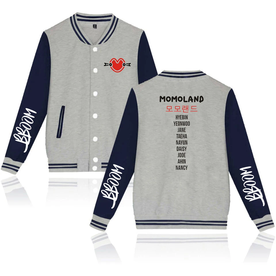 Fashion Kpop MOMOLAND Printed Pocket Button Baseball Jacket Men Women Hoodie Sweatshirts Coat Casual Long Sleeve Hoodies Jackets
Fashion Kpop MOMOLAND Printed Pocket Button Baseball Jacket Men Women Hoodie Sweatshirts Coat Casual Long Sleeve Hoodies Jackets
