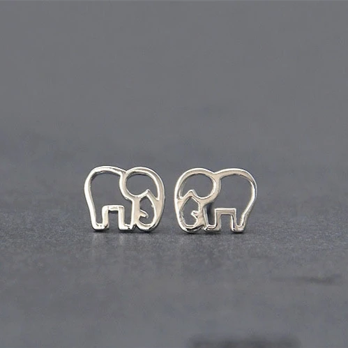 mini size Hollow little Elephant Stud Earrings for women lady 925 sterling Silver online shopping india lovely animal jewelry | Украшения и