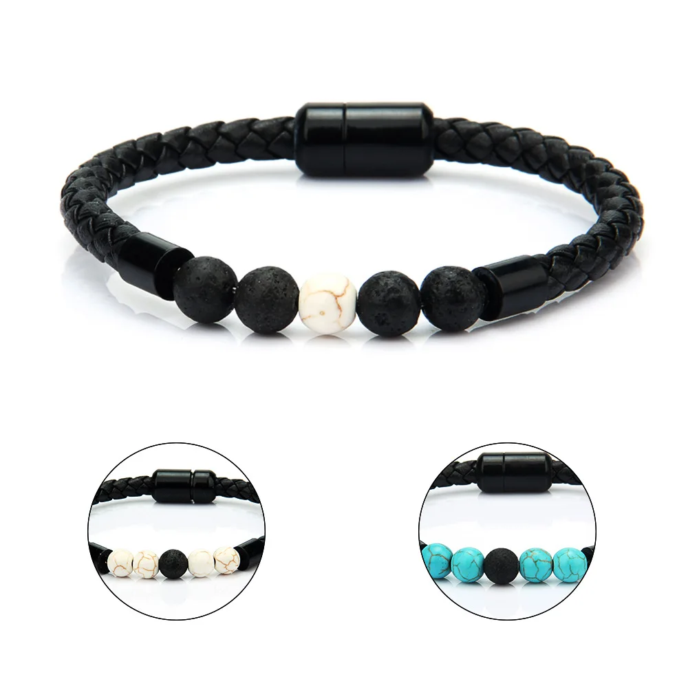 Charm male leather bracelet lave chakra stone beads black stainless steel bracelet bangles for men punk jewelry 3 colors/pack
Charm male leather bracelet lave chakra stone beads black stainless steel bracelet bangles for men punk jewelry 3 colors/pack