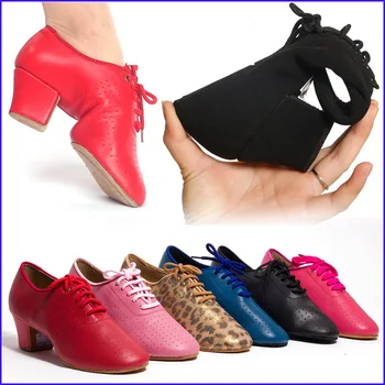 Sneakers Ballroom Dance Shoes Woman Latin Shoes Women Jazz Lace-up Sports Teacher Shoe Tango Heel 4.5cm Male Female BDDANCE T1-B