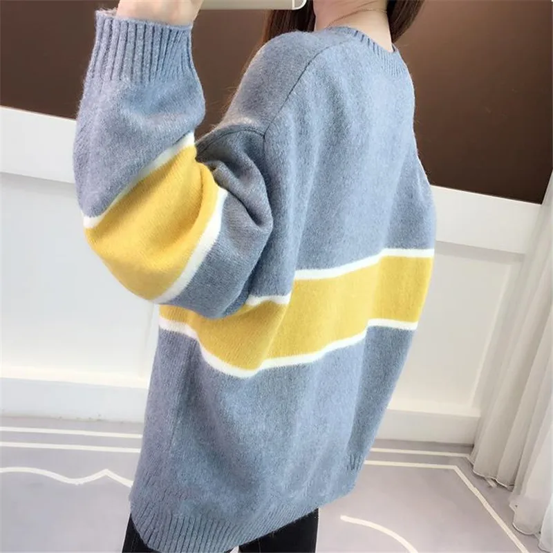 Pull Femme Stripe Contrast Color Sweater 2018 Long Sleeve Knitted Pullover Korean New Sweaters Woman Causal Tops Clothing CM932
Pull Femme Stripe Contrast Color Sweater 2018 Long Sleeve Knitted Pullover Korean New Sweaters Woman Causal Tops Clothing CM932