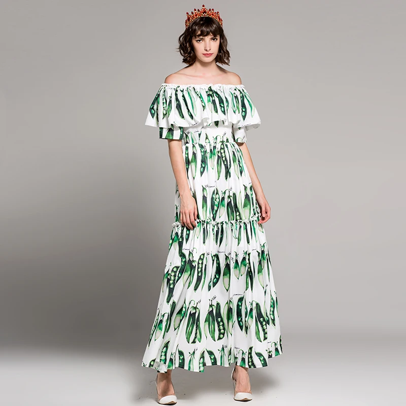 Customize Made Women Plus Size Pea Print Long Dresses Woman Slash Neck Maxi A Line Printing Elegant Runway Dress
Customize Made Women Plus Size Pea Print Long Dresses Woman Slash Neck Maxi A Line Printing Elegant Runway Dress