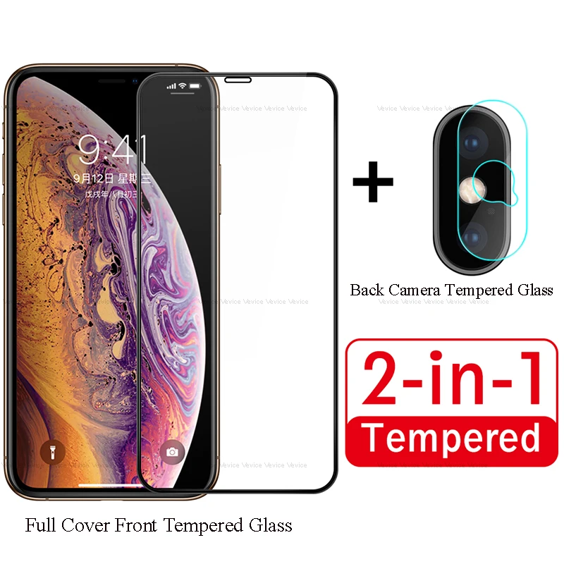 Защитное стекло 2 в 1 для iPhone XS Max XR X 8 7 Plus защита объектива камеры и Защита экрана