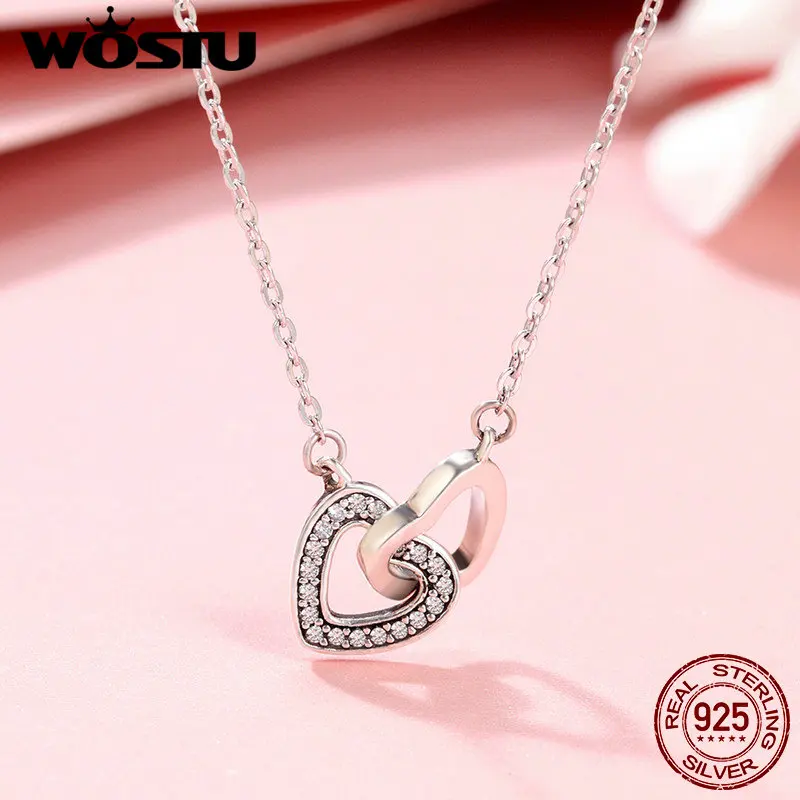WOSTU 925 Sterling Silver Connected Heart Couple Heart Pendant Necklace for Girlfriend Jewelry Valentine Day Gift CQN181
WOSTU 925 Sterling Silver Connected Heart Couple Heart Pendant Necklace for Girlfriend Jewelry Valentine Day Gift CQN181