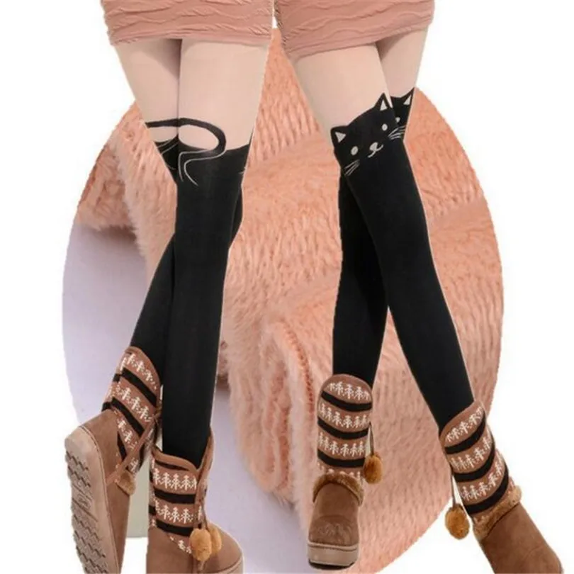 

YGYEEG 2020 Animal Plus Velvet Thickening Size Waist Winter Spring Warm Legging And Cats Tails Printed Plus Velvet High Quality