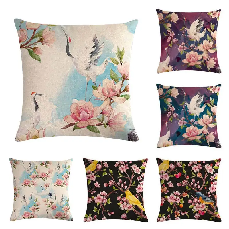 45x45cm Flower Cotton Linen Throw Pillow Bird Cushion Cover Chinese Style Home Decor Red-crowned crane Pillowcase
45x45cm Flower Cotton Linen Throw Pillow Bird Cushion Cover Chinese Style Home Decor Red-crowned crane Pillowcase