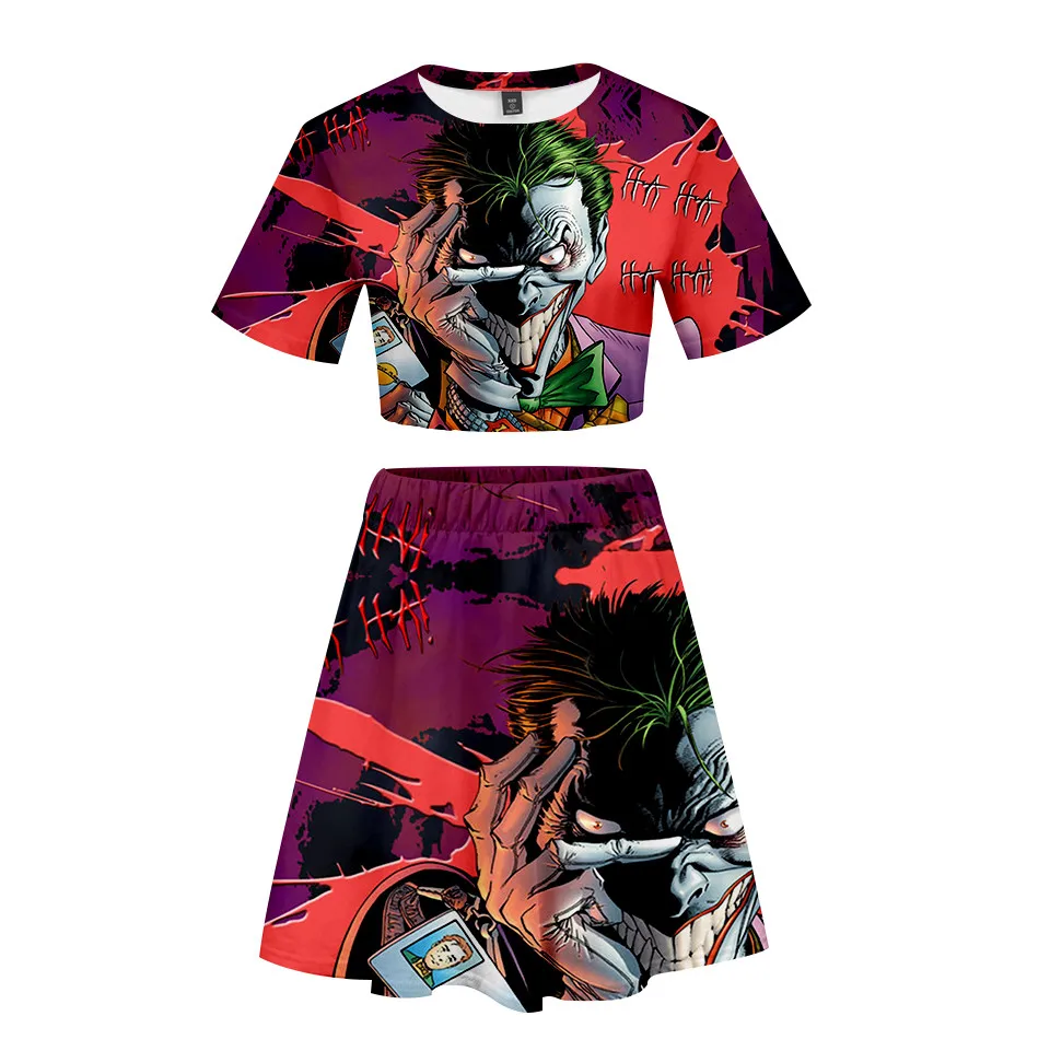HAHA Joker 3D Print Summer Two Piece Set Women Crop Top and Skirt 2 Piece Outfits Cosplay Costume
HAHA Joker 3D Print Summer Two Piece Set Women Crop Top and Skirt 2 Piece Outfits Cosplay Costume