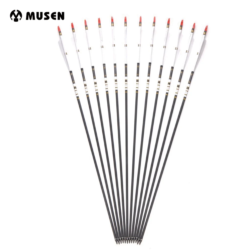 32 Inches OD 7.6mm ID 6.2mm Archery Carbon Arrow Spine 500 with White Color Real Feather for Recurve Bow Hunting
32 Inches OD 7.6mm ID 6.2mm Archery Carbon Arrow Spine 500 with White Color Real Feather for Recurve Bow Hunting