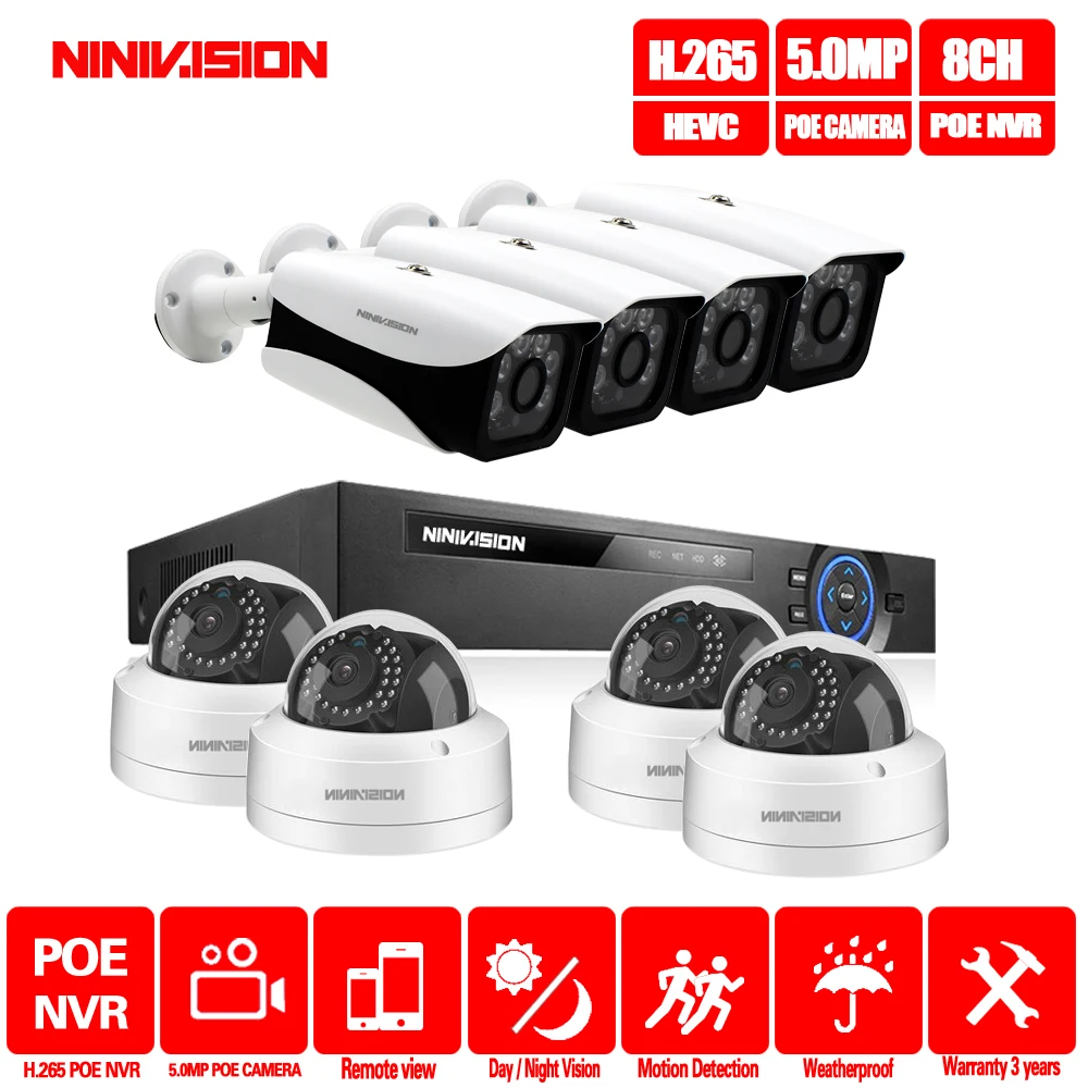H.265 8CH 48V POE CCTV System 5.0MP IP POE Vandalproof Waterproof Metal Camera 2560*1440 Video Security Surveillance Kit
H.265 8CH 48V POE CCTV System 5.0MP IP POE Vandalproof Waterproof Metal Camera 2560*1440 Video Security Surveillance Kit