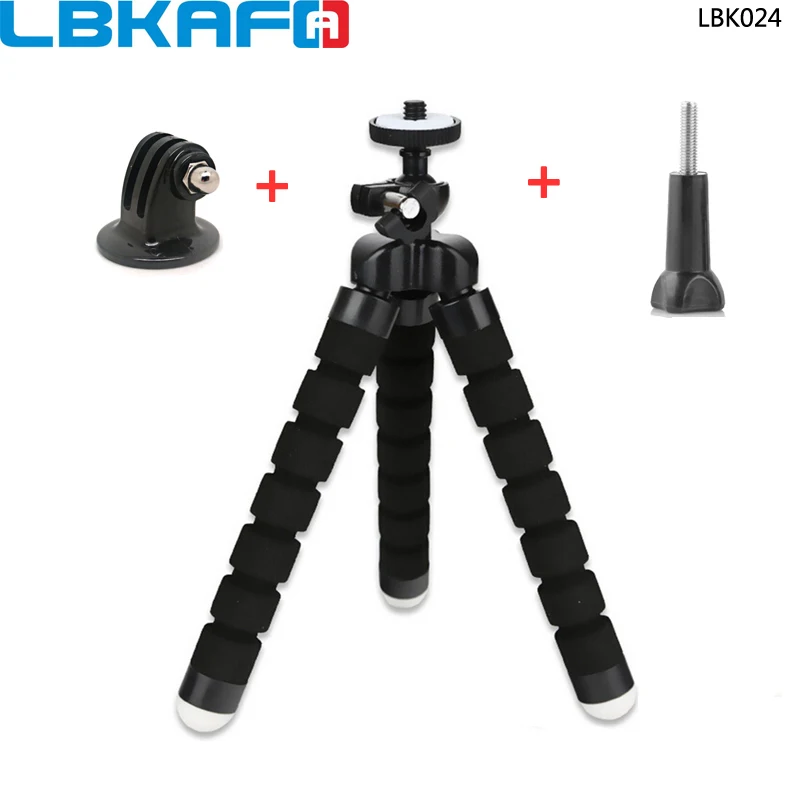 

LBKAFA Mini Flexible Sponge Octopus Tripod Mount + Adapter + Screw For Gopro Hero 10 9 8 7 6 SJCAM SJ4000 SJ5000 SJ6 SJ8 SJ9 YI