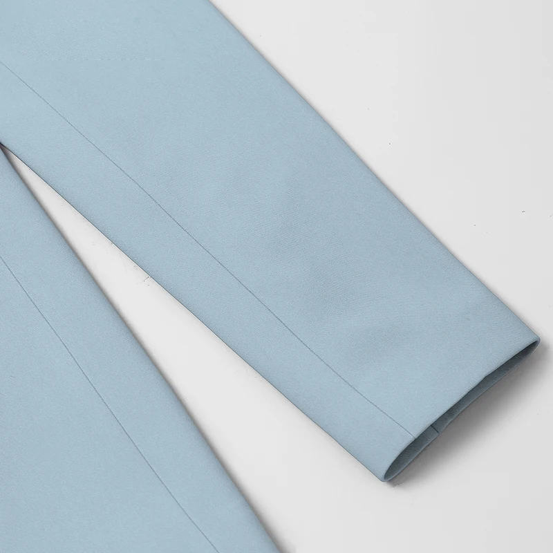 Runway Designer 2019 Spring 2 Piece Set Women Elegant Turn Down Collar Slim blue Blazers Coat + Ankle Length Pencil Pants Suits | Женская