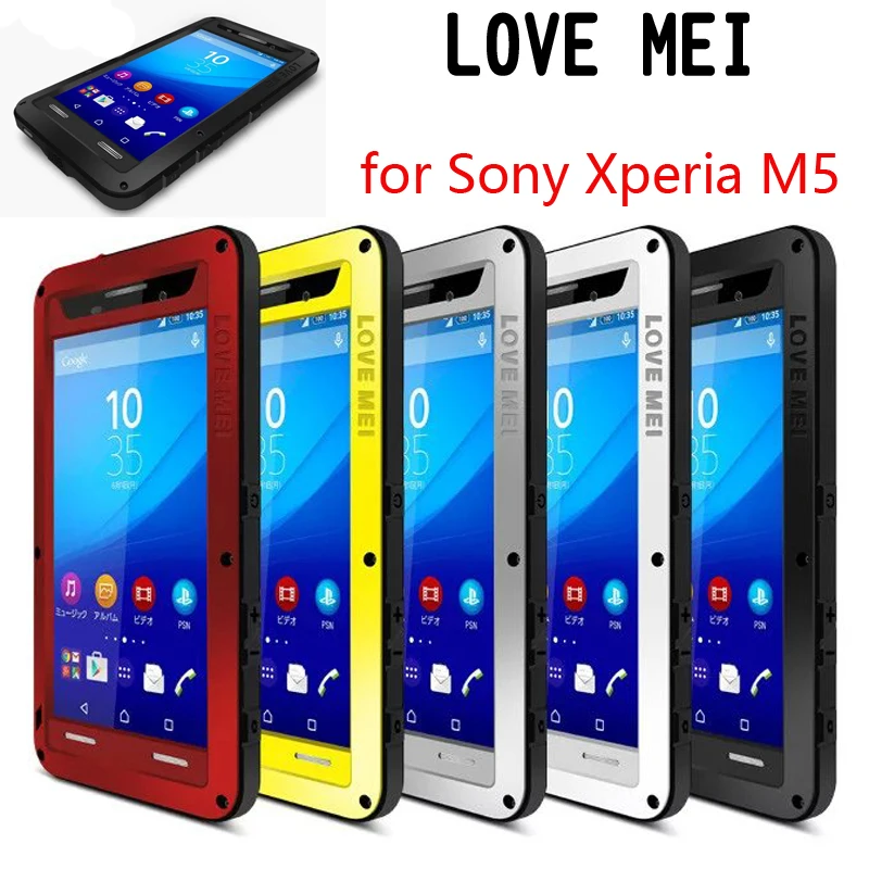 

LOVEMEI-Dirt-Resistant Anti-knock Metal Aluminum Cases Cover with Gorilla Glass for SONY Xperia M5 E5603, Heavy Duty Protection