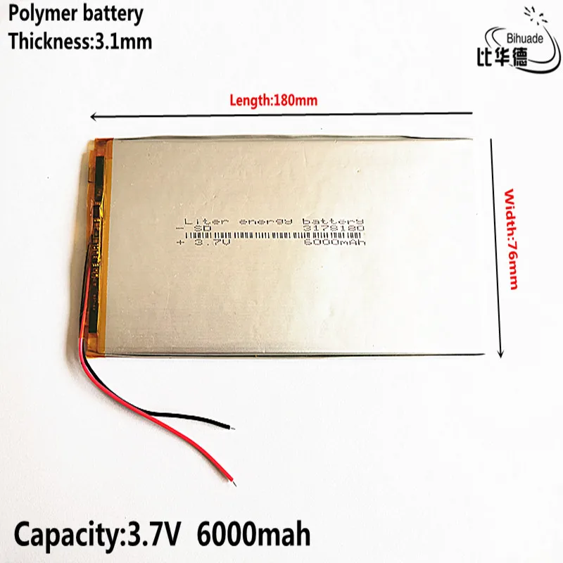 Free shipping 3.7V lithium polymer 6000mah universal battery tablet PC 3.1*76*180
Free shipping 3.7V lithium polymer 6000mah universal battery tablet PC 3.1*76*180