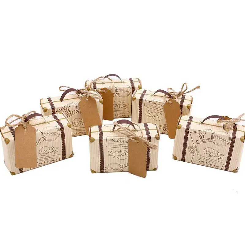 New 50pcs Mini Suitcase Favor Box Party Favor Candy Box, Vintage Kraft Paper with Tags and rope for Wedding/Travel Themed Part
New 50pcs Mini Suitcase Favor Box Party Favor Candy Box, Vintage Kraft Paper with Tags and rope for Wedding/Travel Themed Part
