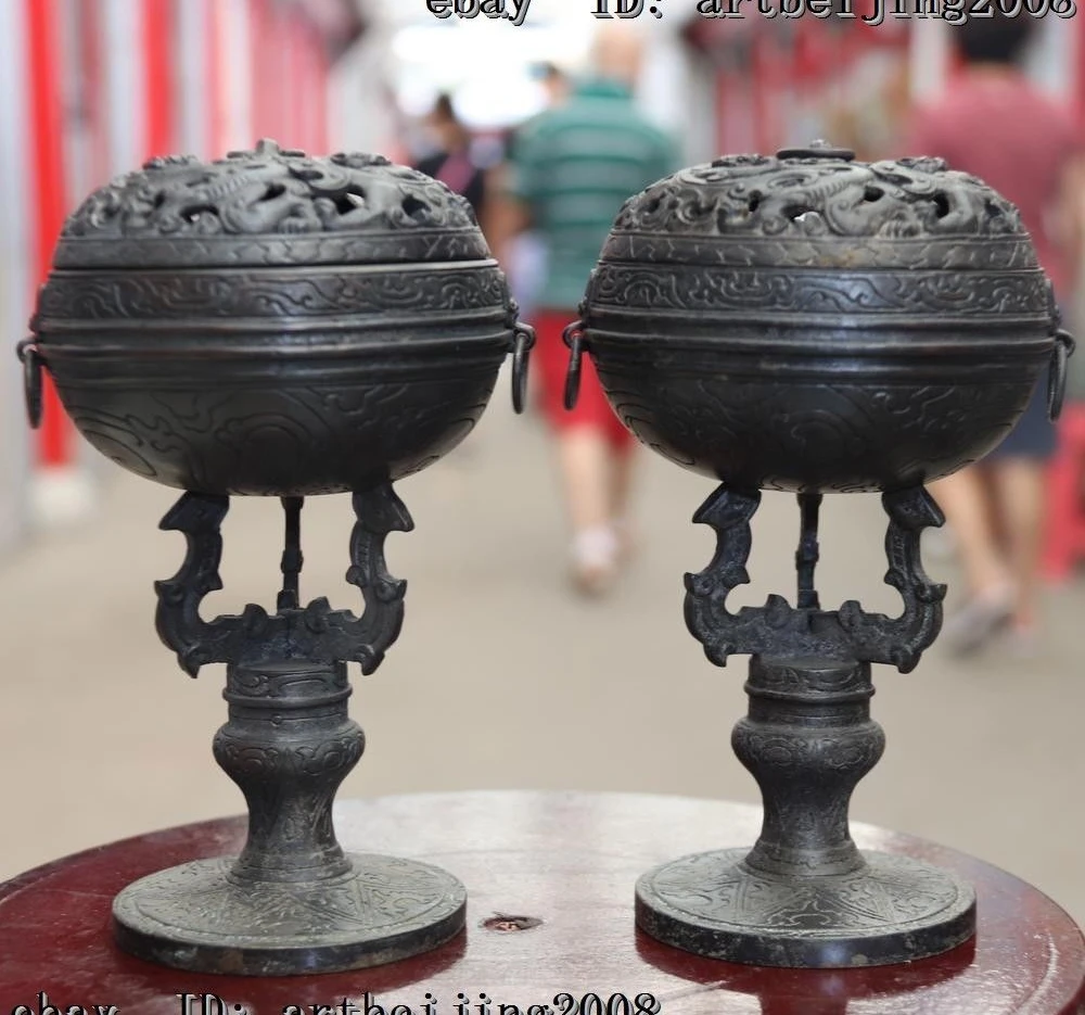 China Copper Bronze Buddhism Palace Lucky Foo Fu Dog Lion Dragon Censer Pair
China Copper Bronze Buddhism Palace Lucky Foo Fu Dog Lion Dragon Censer Pair