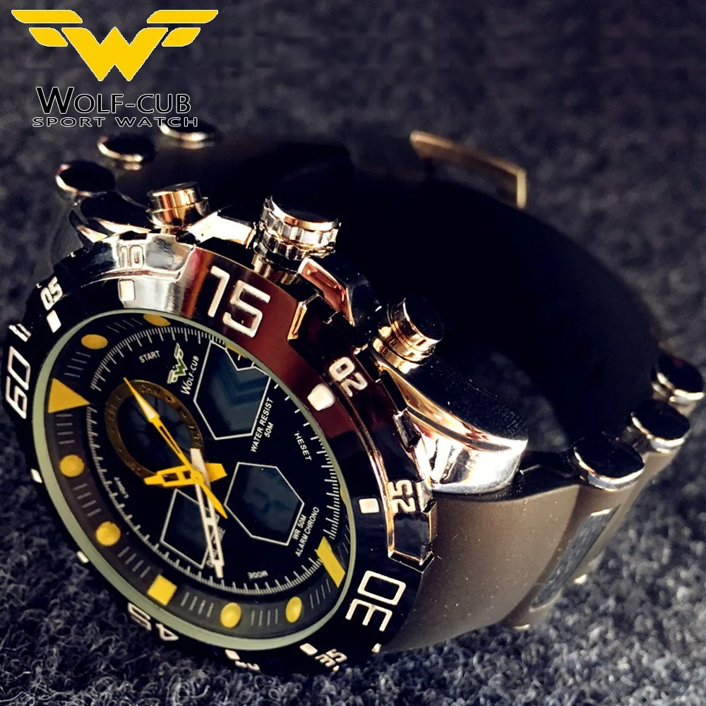 Sport Watch Brand Auto Date Day LED Alarm Black Blue Silicone Band Analog Quartz Military Men Digital Watches WOLF-CUB 6 color
Sport Watch Brand Auto Date Day LED Alarm Black Blue Silicone Band Analog Quartz Military Men Digital Watches WOLF-CUB 6 color