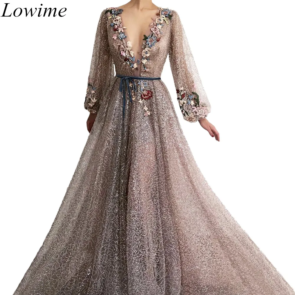 Fashion Sparkly Dubai Evening Dresses 2019 A-Line Long Sleeves Formal Evening Gowns With Appliques V-Neck Vestido De Noche
Fashion Sparkly Dubai Evening Dresses 2019 A-Line Long Sleeves Formal Evening Gowns With Appliques V-Neck Vestido De Noche