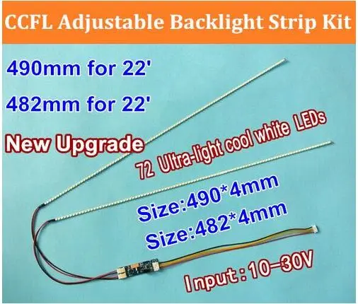 20PCS/LOT Free Shipping 490mm Adjustable brightness led backlight strip kit,Update 22inch-wide LCD CCFL panel to LED backlight
20PCS/LOT Free Shipping 490mm Adjustable brightness led backlight strip kit,Update 22inch-wide LCD CCFL panel to LED backlight