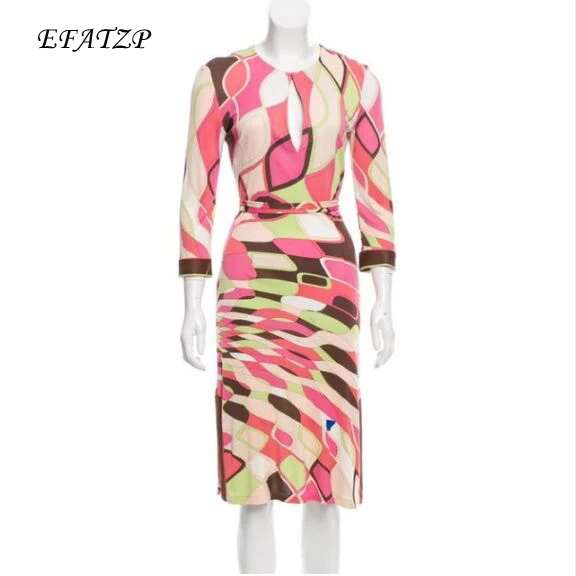 New Fashion 2023 Designer Brand Dress Women's Colorful Geometry Printed 3/4 Sleeves Stretch Jersey Silk XL XXL belt Day Dress
New Fashion 2023 Designer Brand Dress Women's Colorful Geometry Printed 3/4 Sleeves Stretch Jersey Silk XL XXL belt Day Dress