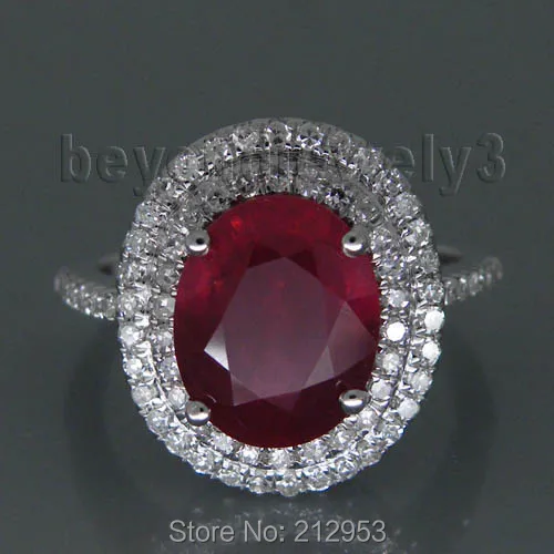 

LANMI New Vintage Oval 8x10mm Solid 14Kt White Gold Gold Natural Ruby Wedding Ring R0014