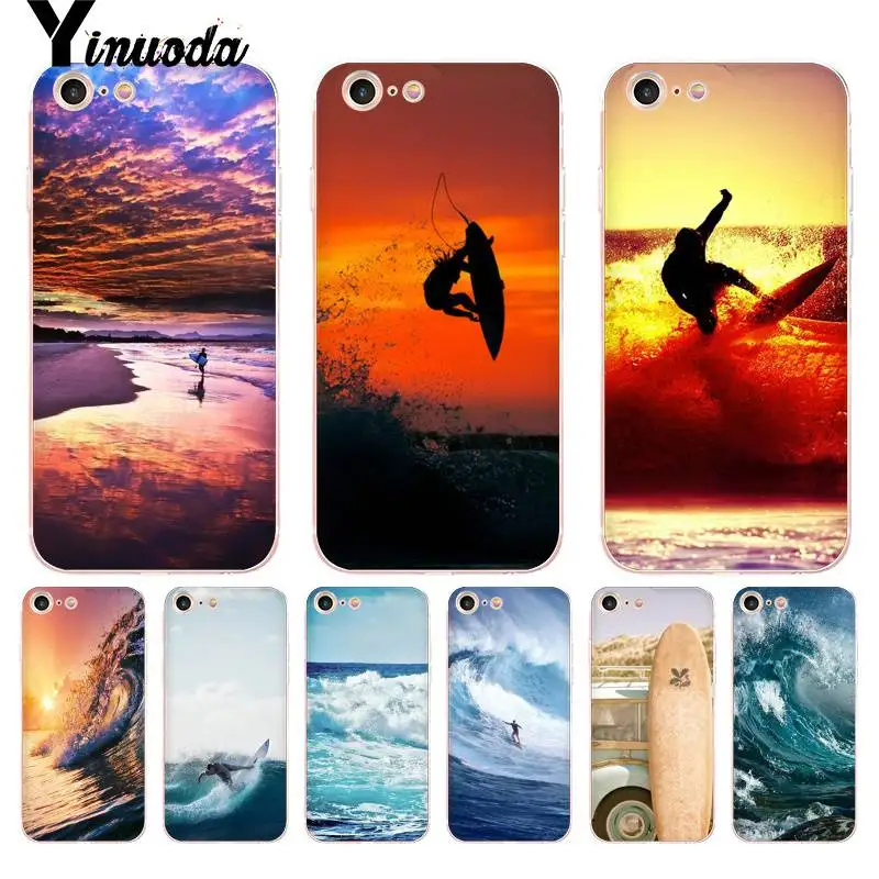 Чехол Yinuoda для iPhone 7 6 X морской волны серфинга лета океана чехол телефона 6s 7plus 8 8Plus