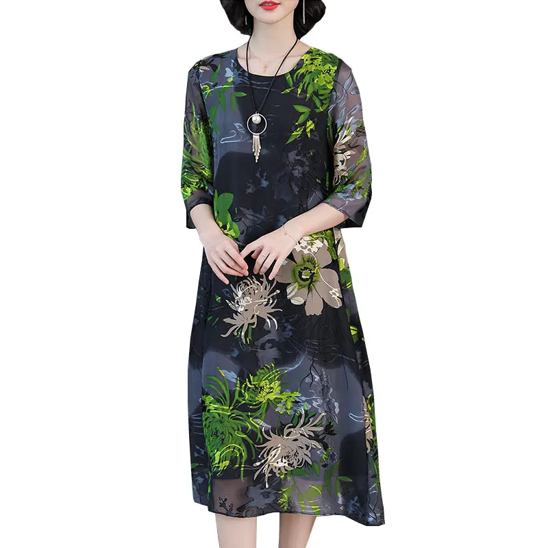 Silk Long Dress Women 2019 Summer New Temperament Loose Vintage Seven-quarter Sleeve Printed Dresses Vestidos Plus Size HJ302
Silk Long Dress Women 2019 Summer New Temperament Loose Vintage Seven-quarter Sleeve Printed Dresses Vestidos Plus Size HJ302