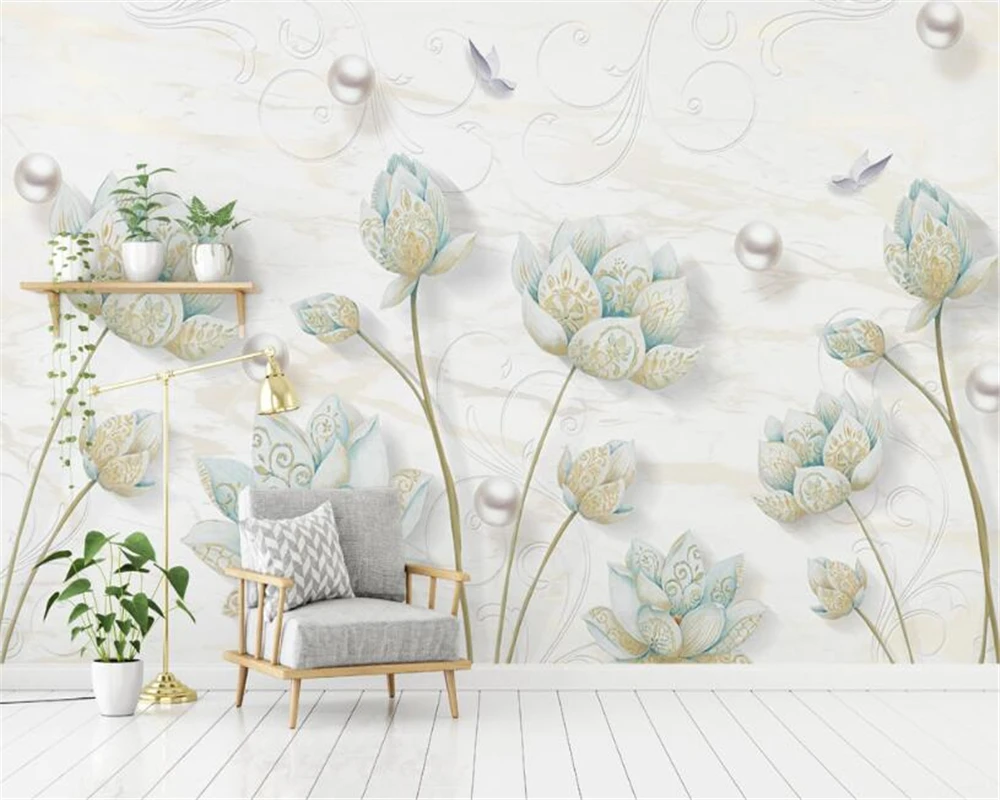 Beibehang wallpaper for walls 3 d Nordic modern minimalist 3D jewelry lotus butterfly custom any size 3d wallpaper Wall Sticker
Beibehang wallpaper for walls 3 d Nordic modern minimalist 3D jewelry lotus butterfly custom any size 3d wallpaper Wall Sticker