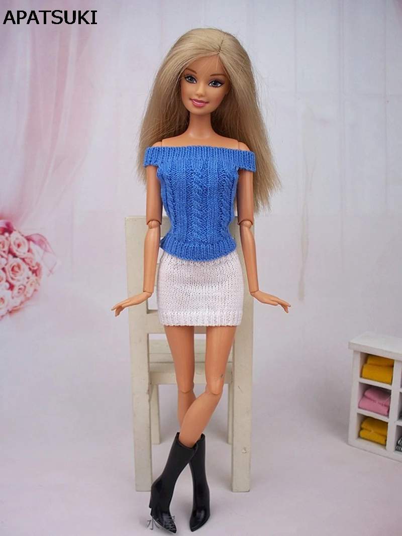 High Quality Handmade Doll Accessories Knitwear Blue Top & White Skirt Clothes For Barbie Doll House For 1/6 BJD Doll
High Quality Handmade Doll Accessories Knitwear Blue Top & White Skirt Clothes For Barbie Doll House For 1/6 BJD Doll