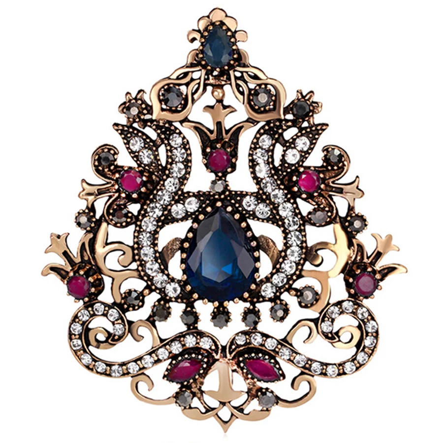 Ethnic Arabesque Flower Brooches Jewelry Women Vintage Gold Color Water Drop Resin Rhinestone Large Brooch Hijab Pin XZ249
Ethnic Arabesque Flower Brooches Jewelry Women Vintage Gold Color Water Drop Resin Rhinestone Large Brooch Hijab Pin XZ249