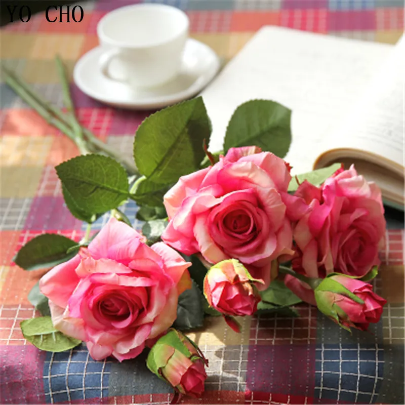 

YO CHO "сделай сам", яркая Роза, свадебный цветок Шелковый Искусственный Пион, украшение для дома, для свадьбы, вечевечерние, декоративный цветок