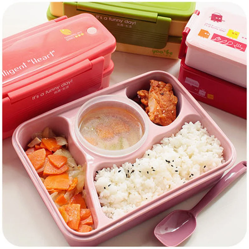 GODWJ Japanese Cute Food Grade Plastic Microwaveable Lunch Box Children Cartoon Portable Kids Picnic Bento Container | Дом и сад