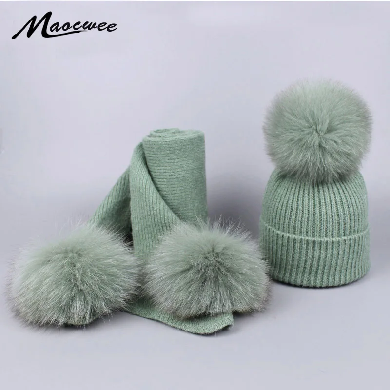 Winter Women's Fox Fur Pompom Hat Cap and Scarf Set Wool Knitted Funny Skullies Beanies Warm Skiing Mask New Year Top Hat Bone
Winter Women's Fox Fur Pompom Hat Cap and Scarf Set Wool Knitted Funny Skullies Beanies Warm Skiing Mask New Year Top Hat Bone