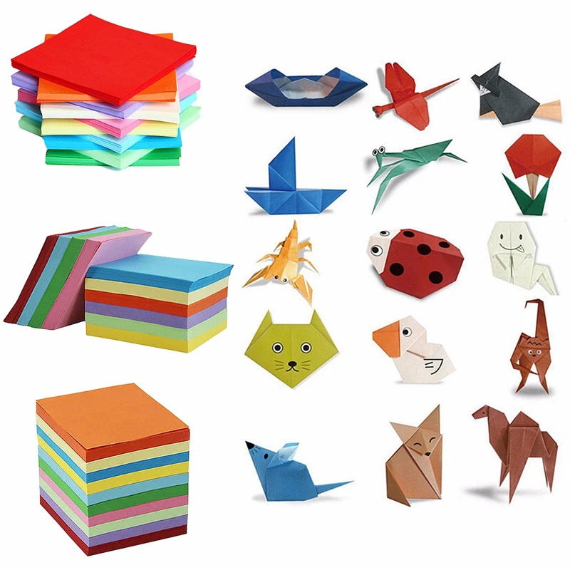 200/520 листов 10 цветов смешанная бумага для оригами двухсторонняя цветная