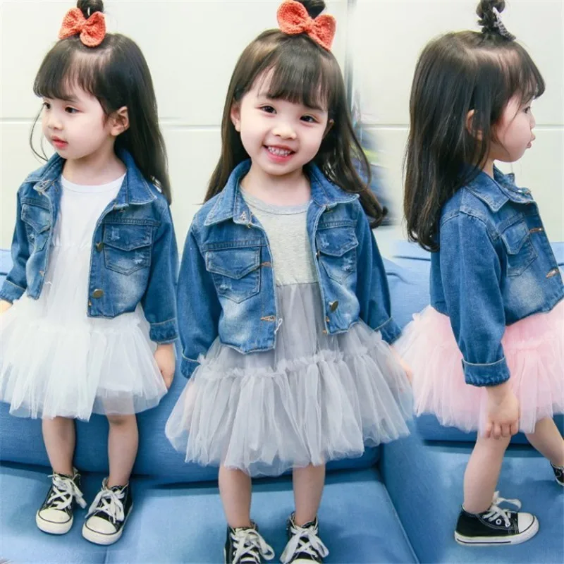 Newborn Baby Girls Clothing Sets Fashion Korean Long-sleeved Mesh Stitching Dress Denim Jacket Kids Tracksuit Toddler Girl 2pcs
Newborn Baby Girls Clothing Sets Fashion Korean Long-sleeved Mesh Stitching Dress Denim Jacket Kids Tracksuit Toddler Girl 2pcs