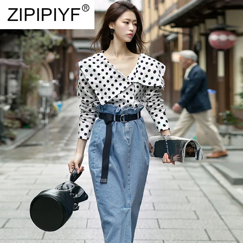 Large Lapel Design 2019 New Fashion Women Dots Print Shirt Elegant OL V-Neck Long Sleeves Single Breasted Shirt C1752
Large Lapel Design 2019 New Fashion Women Dots Print Shirt Elegant OL V-Neck Long Sleeves Single Breasted Shirt C1752