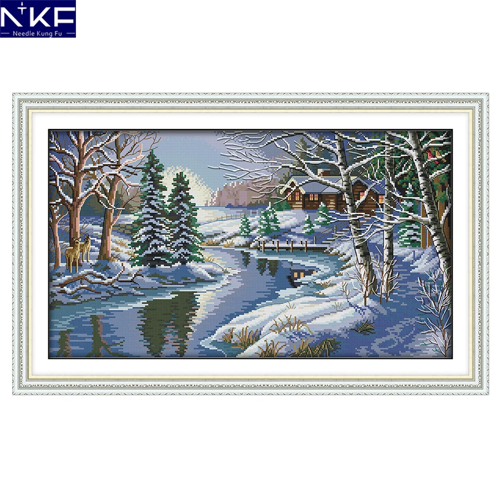 NKF Snowscape Stamped Cross Stitch Kits 11CT14CT DIY Needlework Embroidery Chinese Cross Stitch Sets for Home Decor
NKF Snowscape Stamped Cross Stitch Kits 11CT14CT DIY Needlework Embroidery Chinese Cross Stitch Sets for Home Decor