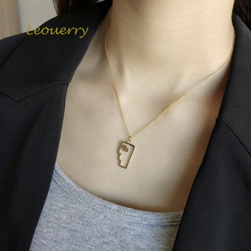 Leouerry 925 Sterling Silver Abstract Side Face Pendant Necklace Gold Simple Creative Elegant Necklace for Women Jewelry Gift
Leouerry 925 Sterling Silver Abstract Side Face Pendant Necklace Gold Simple Creative Elegant Necklace for Women Jewelry Gift