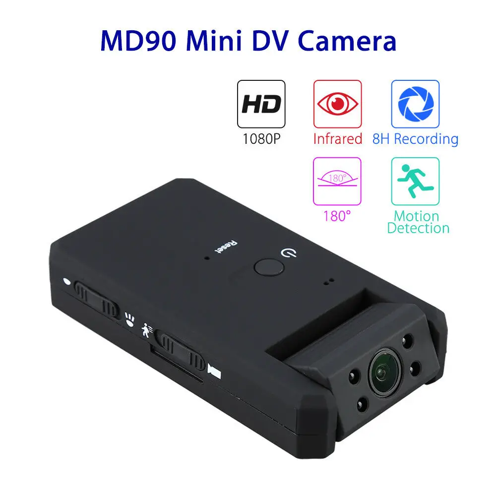 Smart MD90 DV Camara черная инфракрасная мини видеокамера с ночным видением 1080P камеры