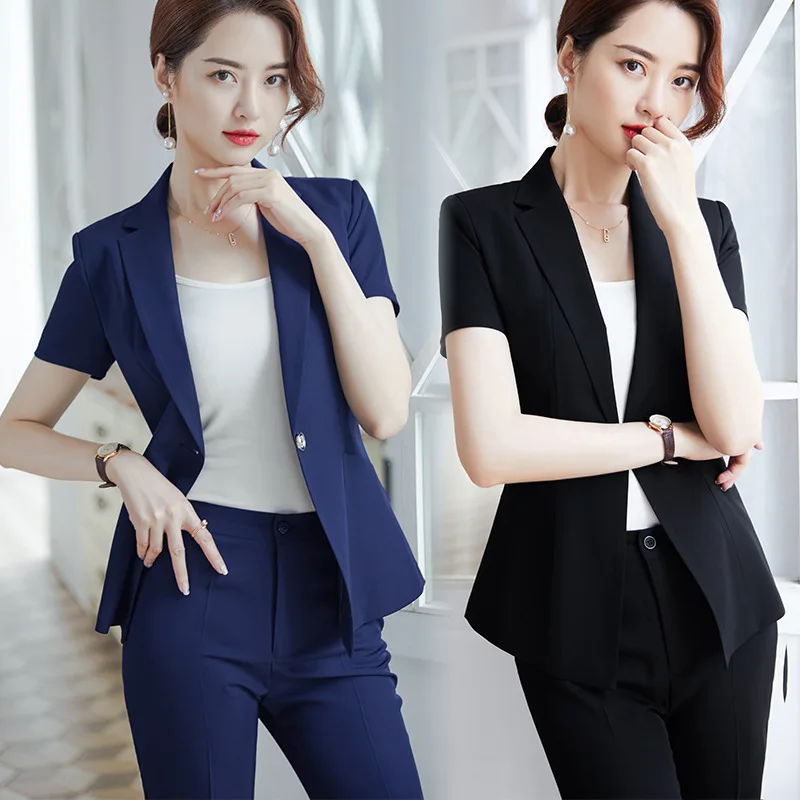 Women's suit two-piece summer slim solid color short-sleeved suit jacket ladies thin section single-layer suit suit
Women's suit two-piece summer slim solid color short-sleeved suit jacket ladies thin section single-layer suit suit