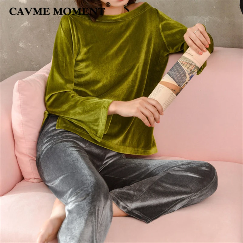 CAVME 2019 Velvet Pajama Sets for Women Luxury Ladies Pyame Sets 2 Pieces Slash Neck Full Sleeve Long Pants Homewear Sleepwear
CAVME 2019 Velvet Pajama Sets for Women Luxury Ladies Pyame Sets 2 Pieces Slash Neck Full Sleeve Long Pants Homewear Sleepwear