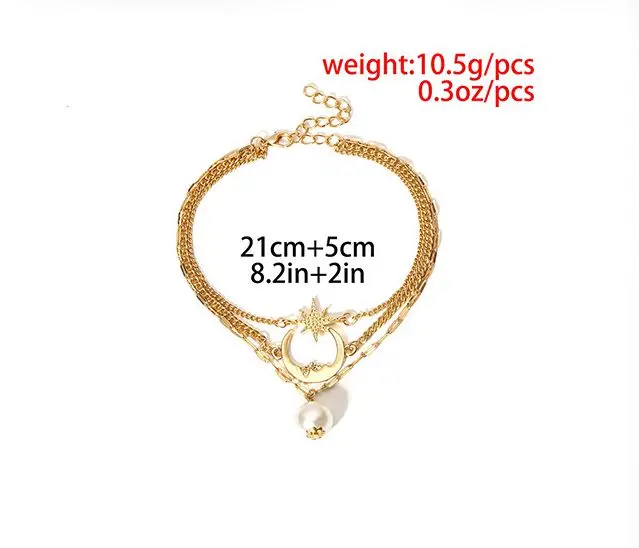 Golden Simple Moon Star Temperament Pearl Anklet Gift For Women Young Fashion Beautiful Anklets
Golden Simple Moon Star Temperament Pearl Anklet Gift For Women Young Fashion Beautiful Anklets