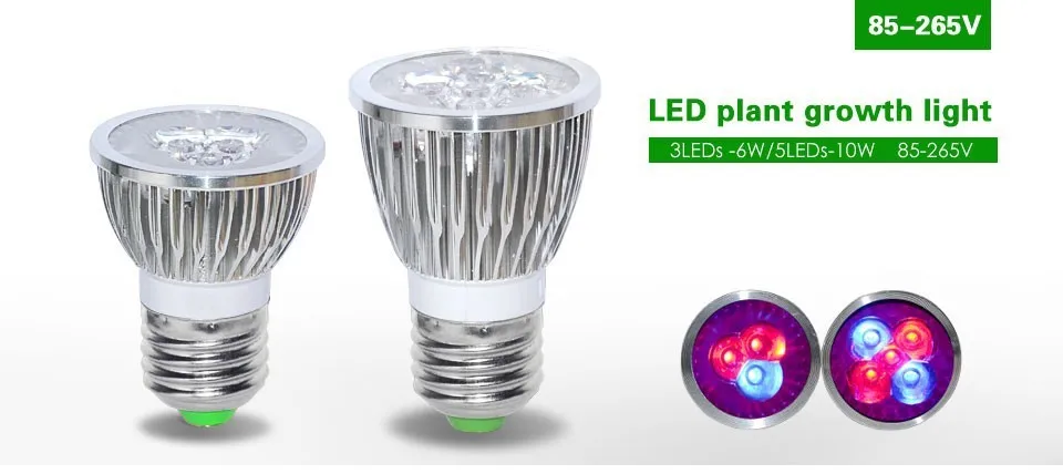 E27 gu10 gu5.3 B22 6W 10W Full Spectrum LED Grow light 110v 220v AC85-265V Growth lamp Use in Flower Plant Hydroponics System
E27 gu10 gu5.3 B22 6W 10W Full Spectrum LED Grow light 110v 220v AC85-265V Growth lamp Use in Flower Plant Hydroponics System