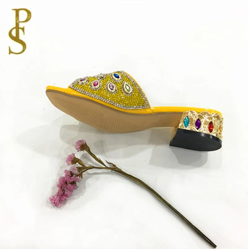 Для женщин красочные верхней тапочки пятки с камнями Дамская обувь | Обувь