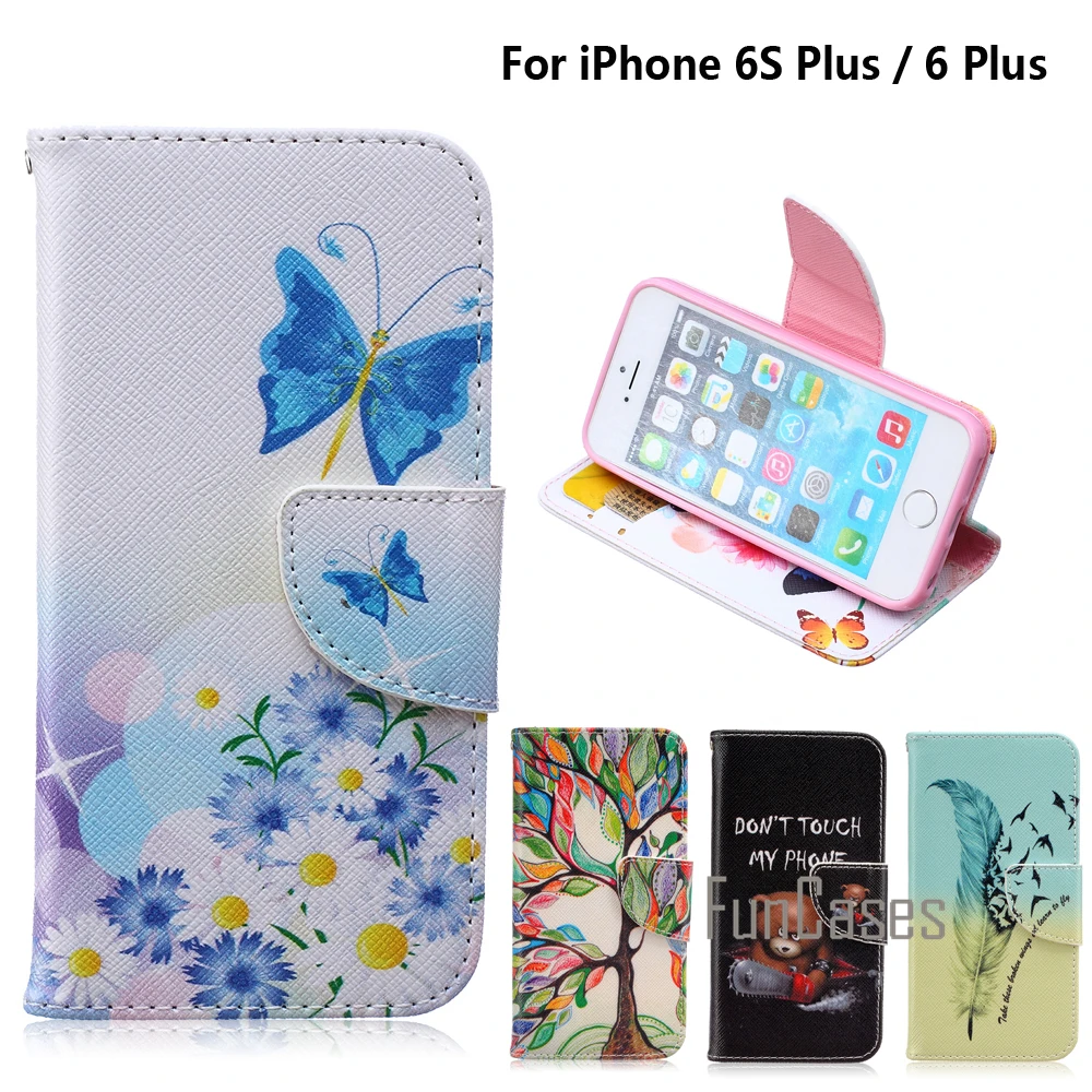 5.5 дюймов чехол для Coque iPhone 6 S Plus Fundas plus + подставка карты держатель pple мобильного