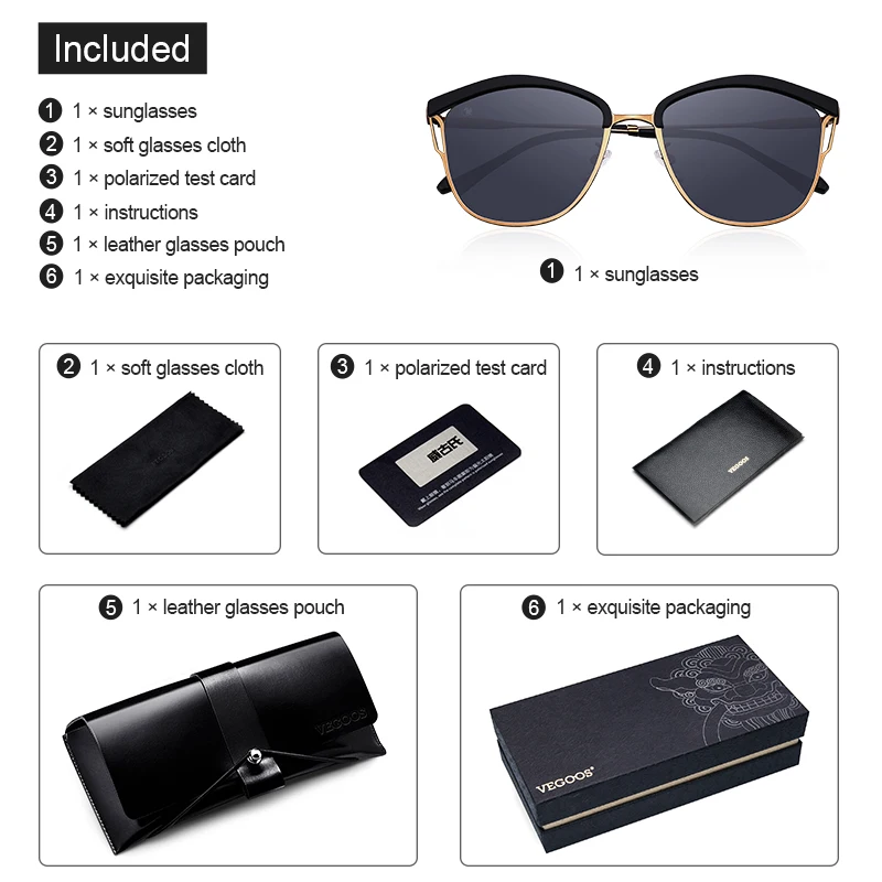 VEGOOS Cat Eye Sunglasses Women Polarized UV400 Protection Fashion Designer Square Metal Frame Ladies Shades Luxury Brand #6130
VEGOOS Cat Eye Sunglasses Women Polarized UV400 Protection Fashion Designer Square Metal Frame Ladies Shades Luxury Brand #6130