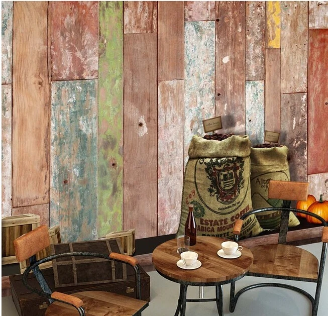 

Custom vintage wallpaper, mottled wooden coffee bean murals for the living room bedroom TV background waterproof papel de parede