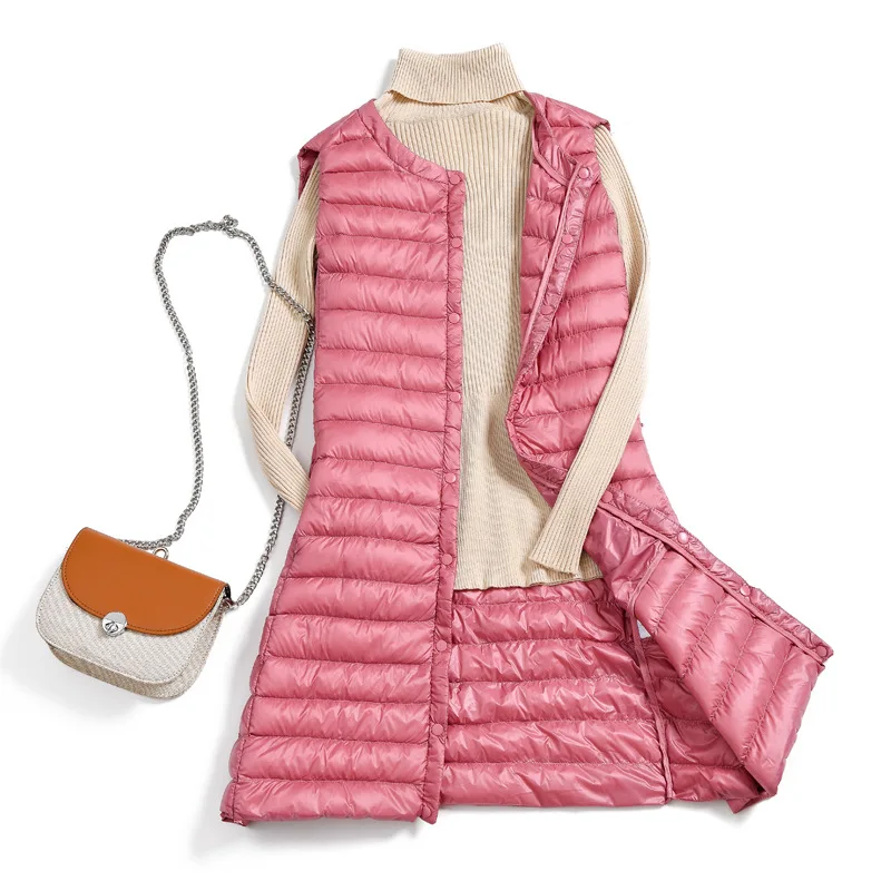 Long Winter Women Light Down Jacket 90% White Duck Down Coat Jackets Sleeveless Warm Slim Waistcoat Parka Female Parkas Outwear
Long Winter Women Light Down Jacket 90% White Duck Down Coat Jackets Sleeveless Warm Slim Waistcoat Parka Female Parkas Outwear
