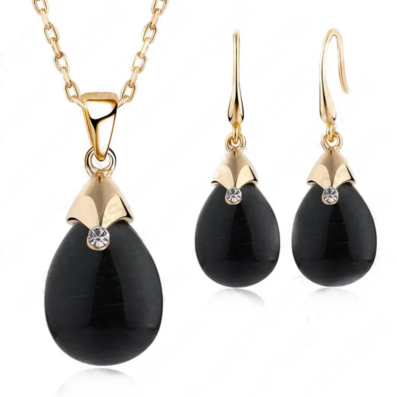 Women Party Jewelry Vintage Black Opal Pendant With18k Yellow Gold Color Chain Water Drop Jewelry Sets Free Shipping
Women Party Jewelry Vintage Black Opal Pendant With18k Yellow Gold Color Chain Water Drop Jewelry Sets Free Shipping