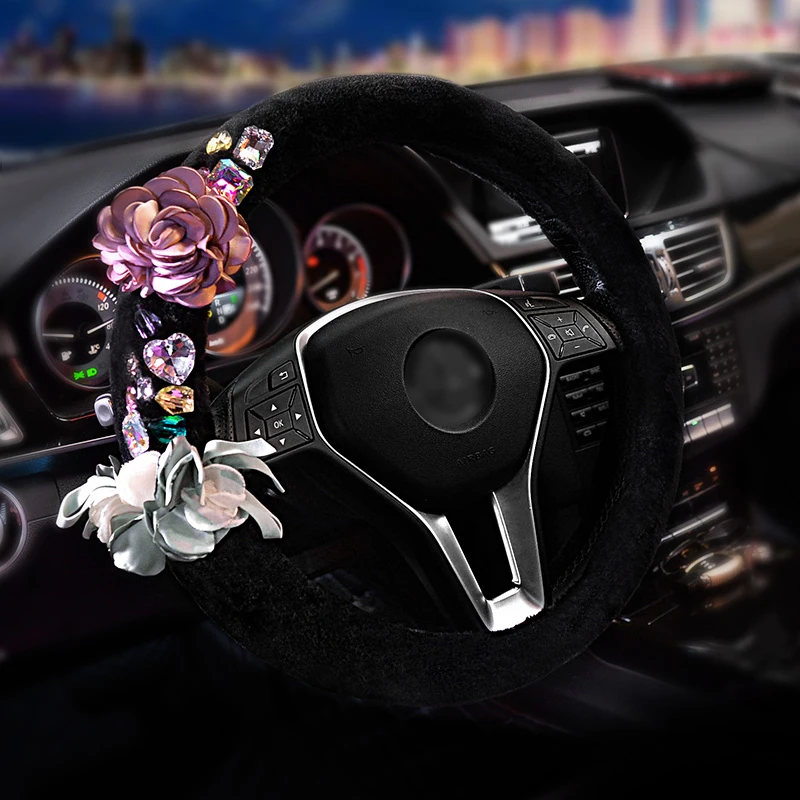Rhinestones Rose Flower Plush Steering Wheel Covers Diamond Crystal Fur Car Steering Wheel Cover Winter Interior Car Accessories
Rhinestones Rose Flower Plush Steering Wheel Covers Diamond Crystal Fur Car Steering Wheel Cover Winter Interior Car Accessories