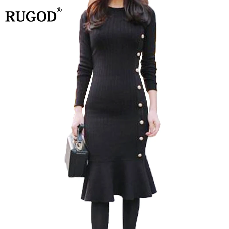 Осенне-зимнее трикотажное платье RUGOD 2019, женское элегантное дизайнерское платье с длинным рукавом и пуговицами, яркое облегающее платье
Осенне-зимнее трикотажное платье RUGOD 2019, женское элегантное дизайнерское платье с длинным рукавом и пуговицами, яркое облегающее платье